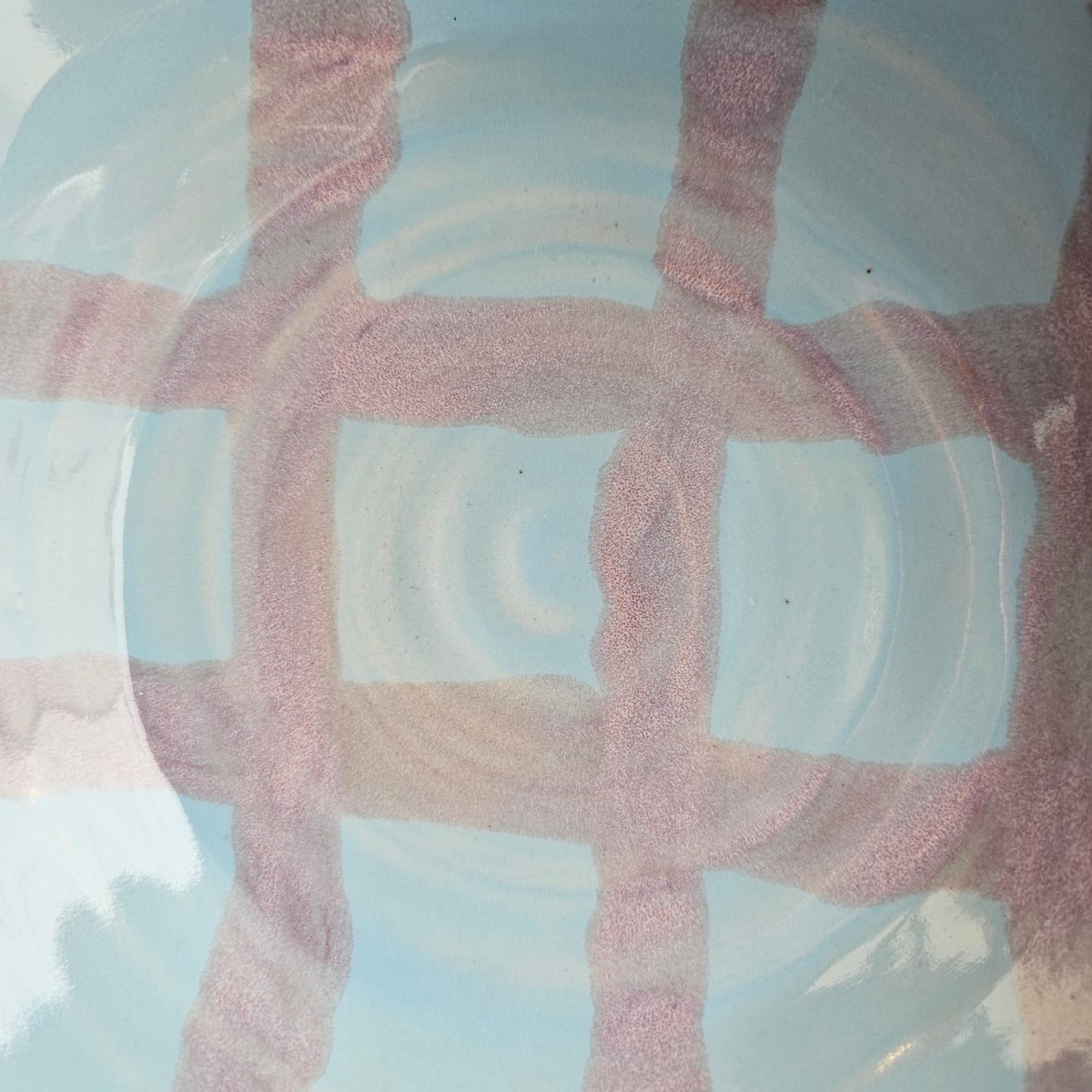 PLAID SKY BLUE & ORCHID PLATE BOWL
