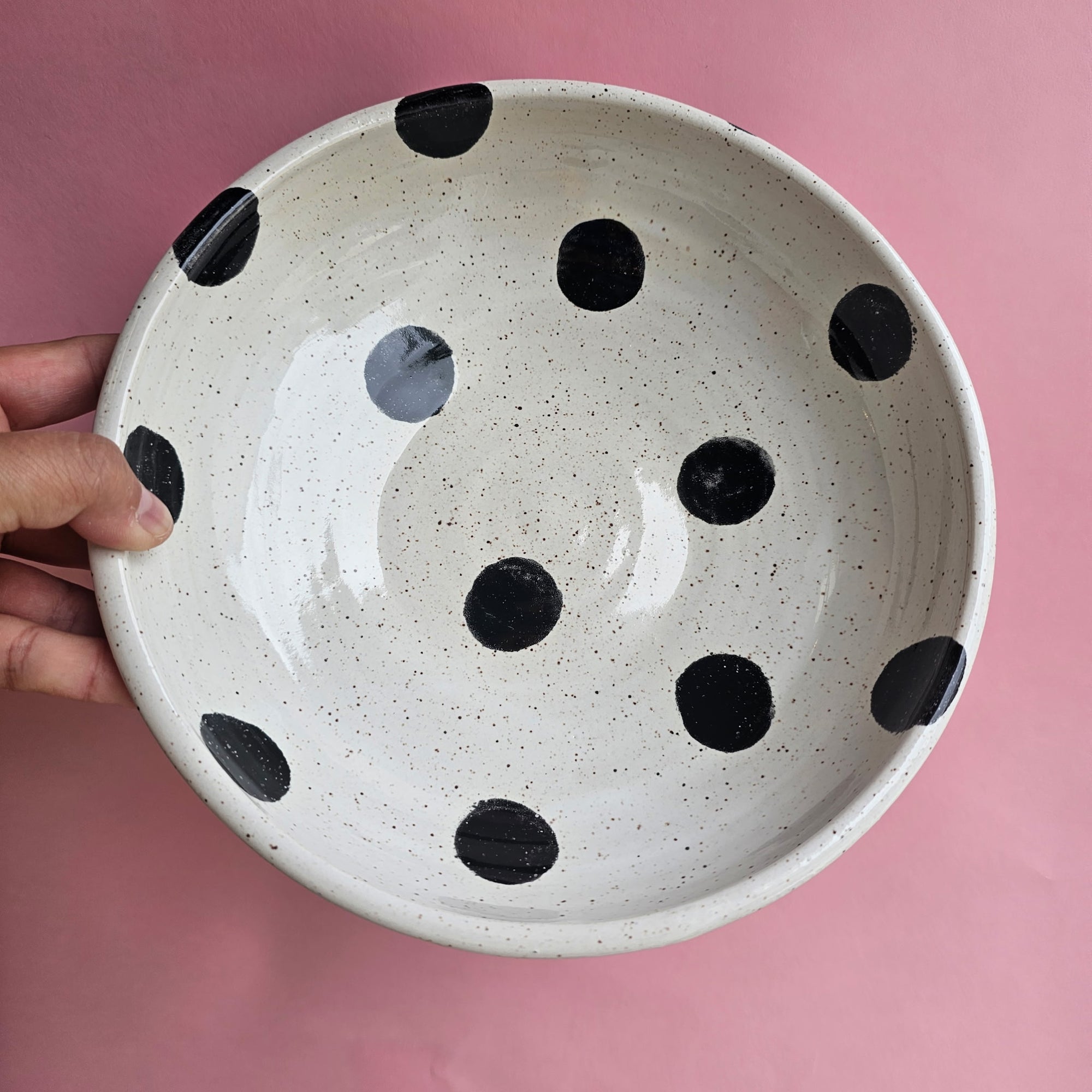 POLKADOT SPECKLED PLATE BOWL