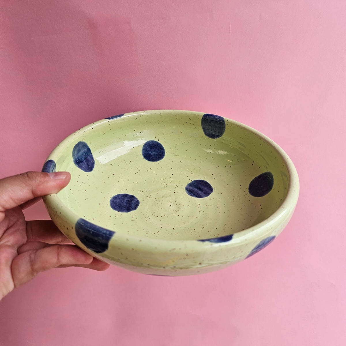 COOL MINT SPECKLED DOTS PLATE BOWL