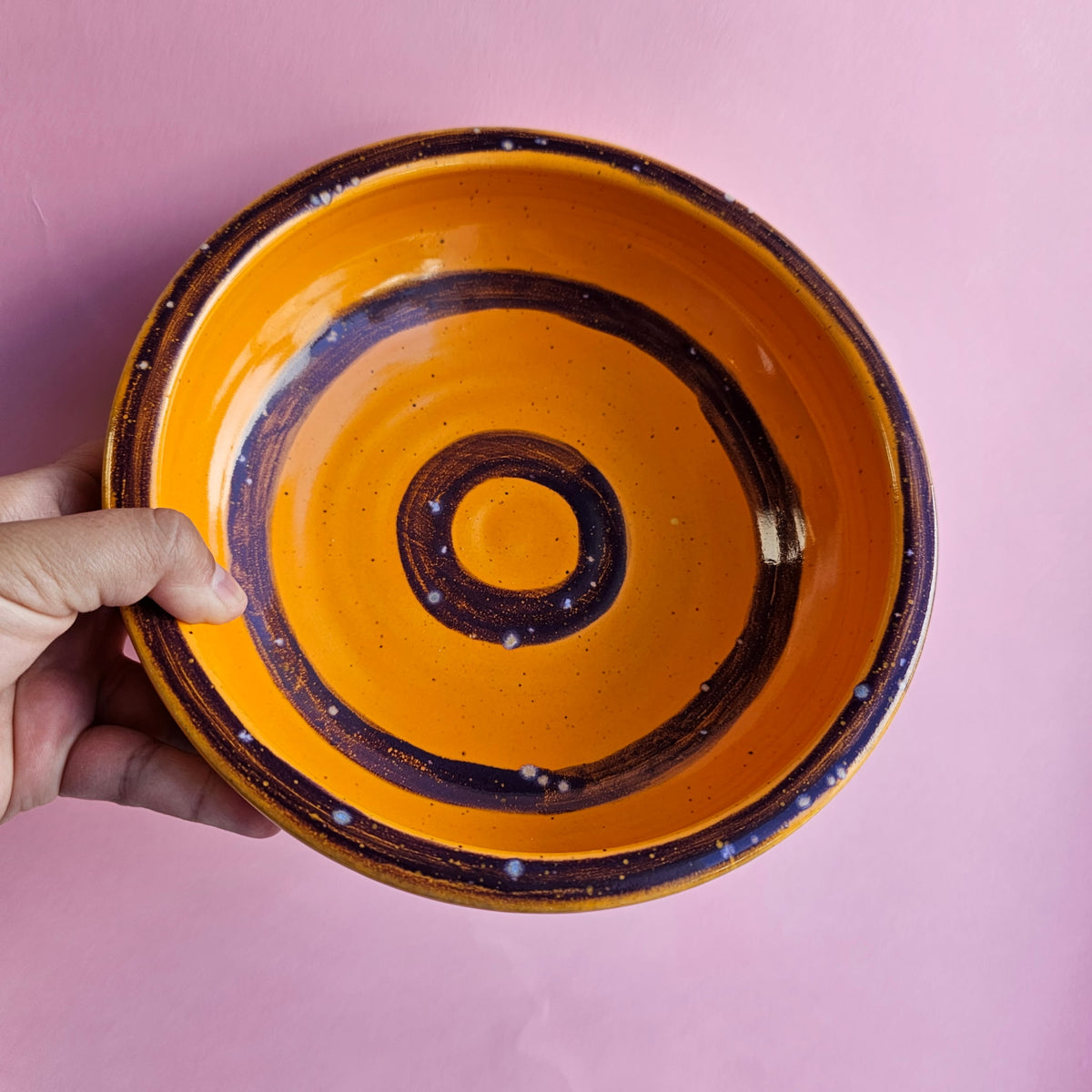 PUMPKIN LIGHT SPECKLE PLATE BOWL