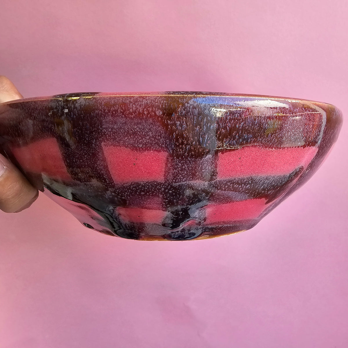 BEET SALAD PLAID PLATE BOWL