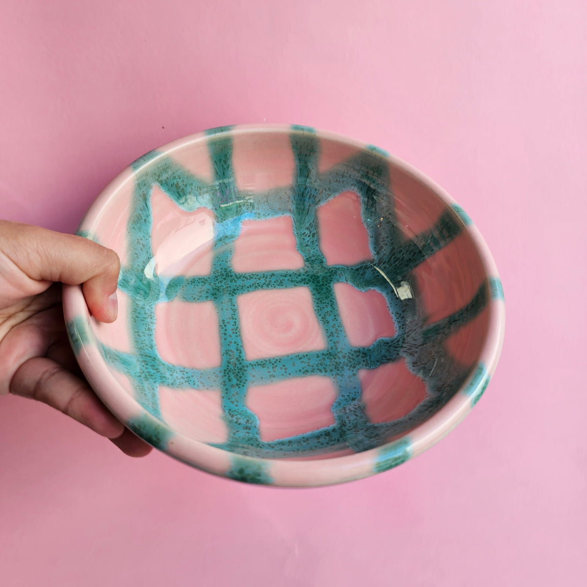 PINKY ENDIVE PLAID PLATE BOWL