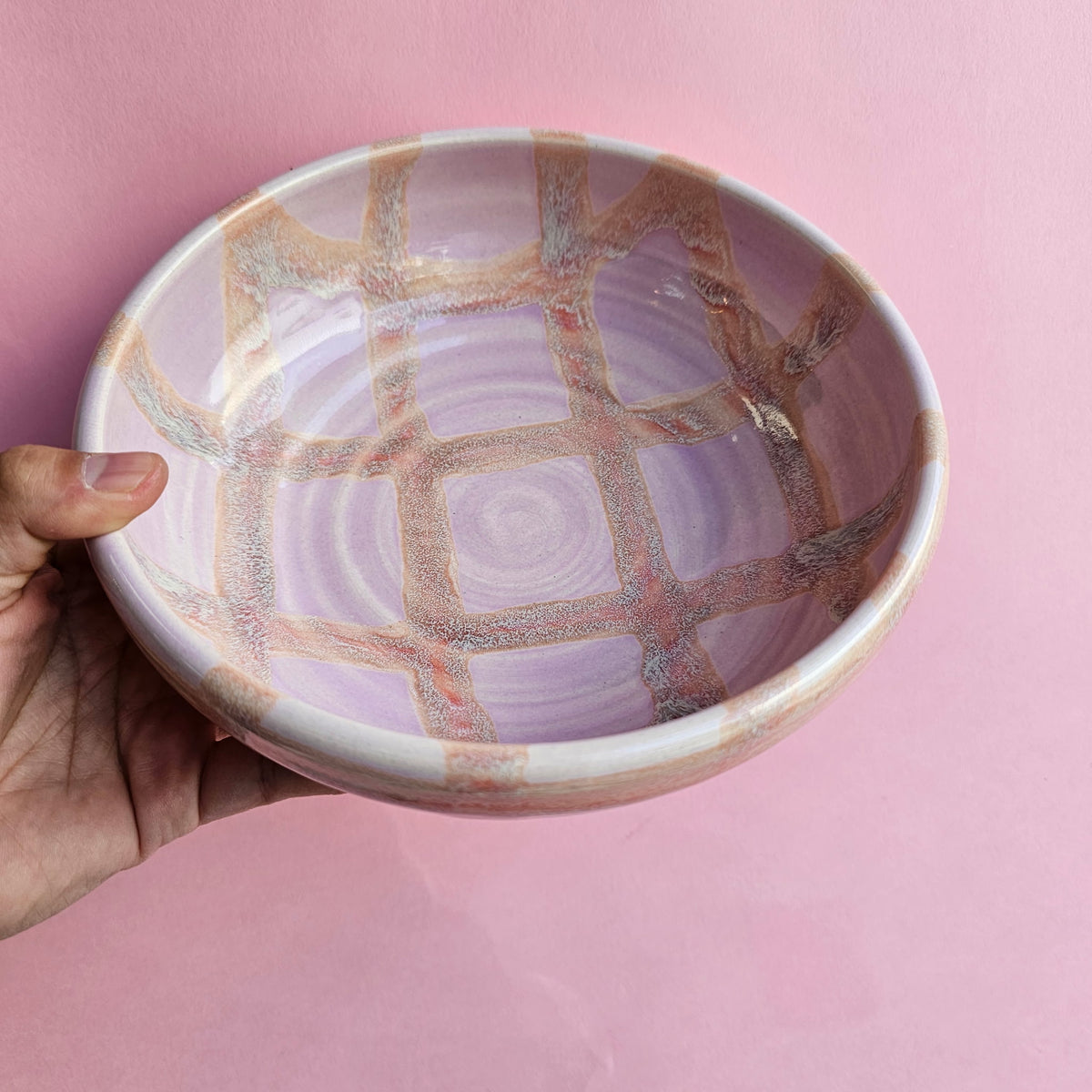 PURPLE YAM PLAID PLATE BOWL